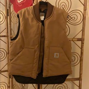 Carhartt insulated brown canvas vest work warm